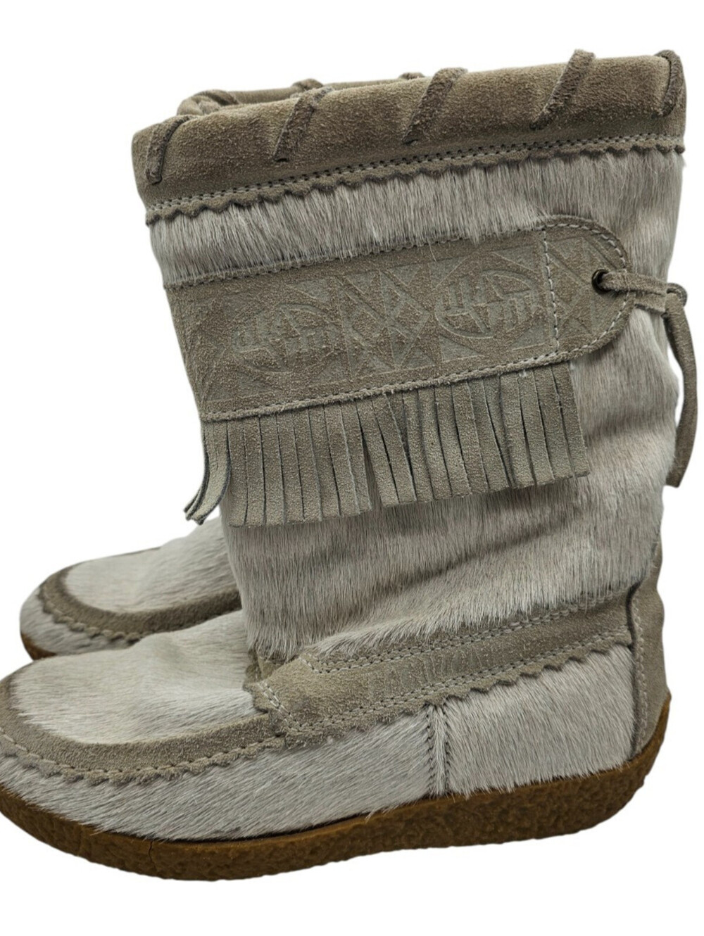 Tecnica Women’s Fur Apres Ski Winter Snow Boots Tan White Pull On Us Sz 6